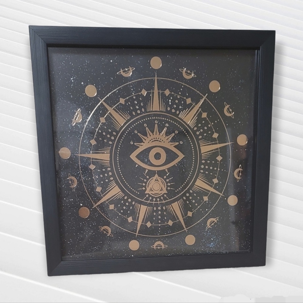 Evil Eye Cosmic Galaxy Framed Art - Picture 1 of 8